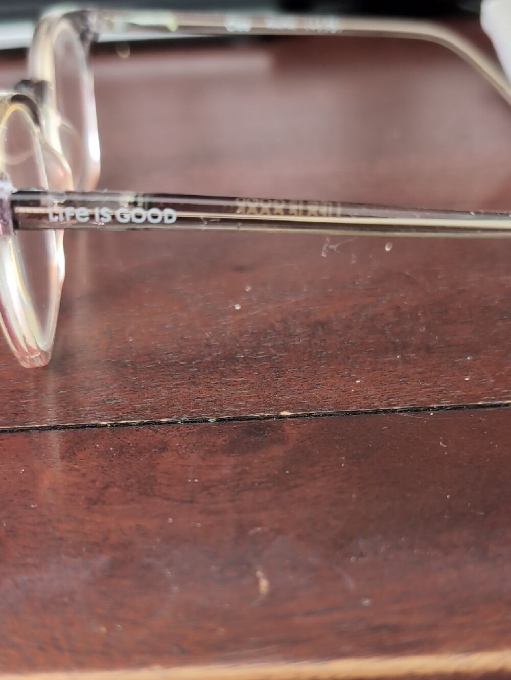 Life Is Good Translucent Clear to Light Brown Ombre Square Glasses, +1.75 - Picture 4 of 4